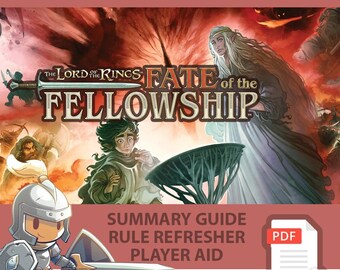 The LORD of THE RINGS: Fate of the Fellowship <All In> Board Game, Summary Guide, Rule Refresher, Player Aid