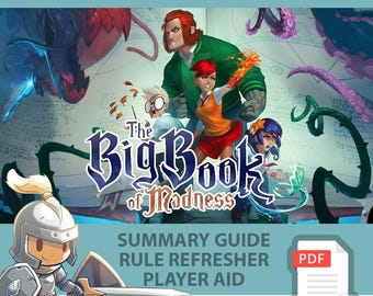 The BIG BOOK of MADNESS <All In> Board Game, Summary Guide, Rule Refresher, Player Aid