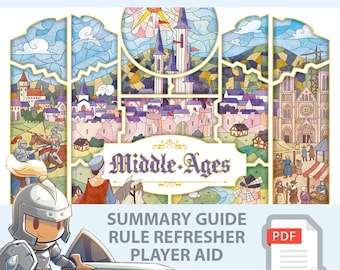 MIDDLE AGES <All In> Board Game, Summary Guide, Rule Refresher, Player Aid