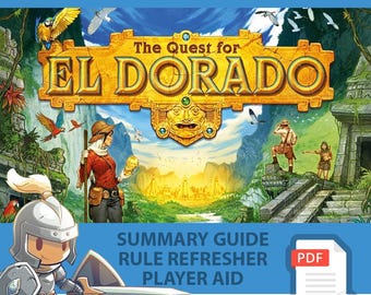 The QUEST for EL DORADO <All In> Board Game, Summary Guide, Rule Refresher, Player Aid
