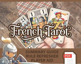 FRENCH TAROT <All In> Board Game, Summary Guide, Rule Refresher, Player Aid