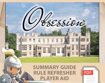 OBSESSION <All In> Board Game, Summary Guide, Rule Refresher, Player Aid