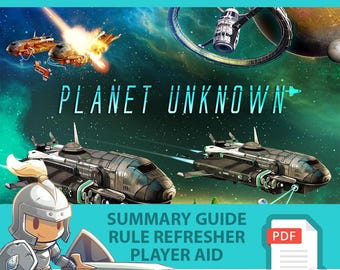 PLANET UNKNOWN <All In> Board Game, Summary Guide, Rule Refresher, Player Aid