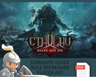 CTHULHU: Death May Die <All In> Board Game, Summary Guide, Rule Refresher, Player Aid