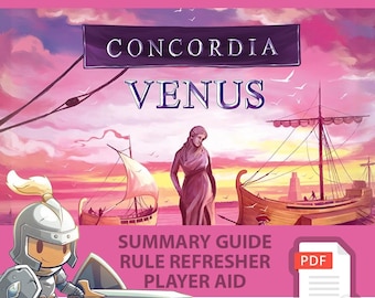 CONCORDIA VENUS <All In> Board Game, Summary Guide, Rule Refresher, Player Aid