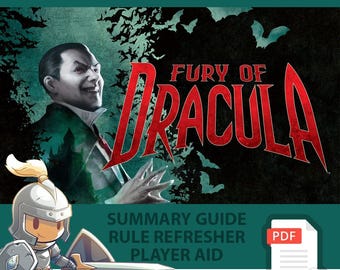 FURY OF DRACULA <All In> Board Game, Summary Guide, Rule Refresher, Player Aid
