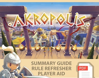 AKROPOLIS <All In> Board Game, Summary Guide, Rule Refresher, Player Aid