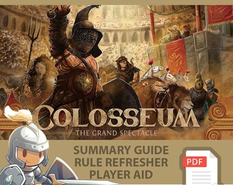 COLOSSEUM <All In> Board Game, Summary Guide, Rule Refresher, Player Aid