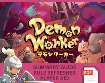 DEMON WORKER <All In> Board Game, Summary Guide, Rule Refresher, Player Aid