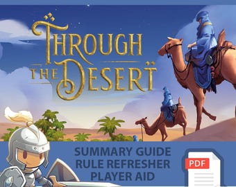 THROUGH THE DESERT <All In> Board Game, Summary Guide, Rule Refresher, Player Aid
