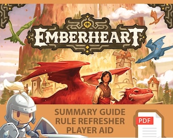EMBERHEART <All In> Board Game, Summary Guide, Rule Refresher, Player Aid