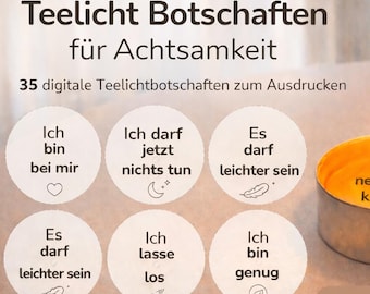 Mensajes imprimibles para velas de té – 35 afirmaciones de atención plena – Idea de regalo DIY, mensajes para velas, descarga digital