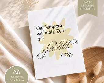 Cartão de Aniversário com Frase Motivacional em Alemão | Presente para Namorada ou Namorado | Cartão Postal Minimalista