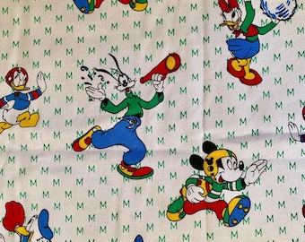 Vintage Peter Pan Fabric Disney Mickey Minni Mouse Goofy Donald Pluto Daisy Duck