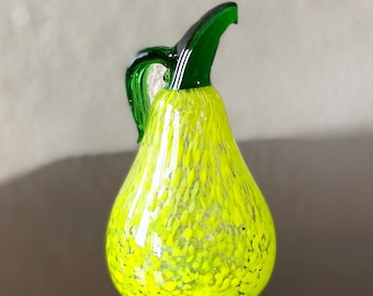 Kosta Boda Art Glass Pear Paperweight, Gunnel Sahlin, Sweden