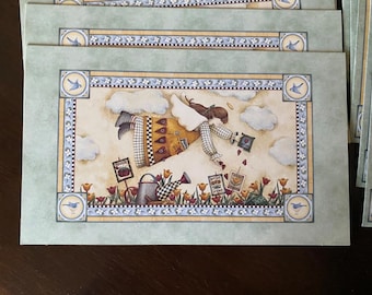HTF DEBBIE MUMM Garden Angel Wings Planting Seeds - 5 Greeting Cards w Envelopes