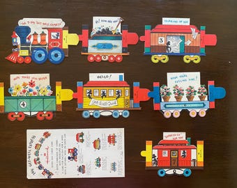 Vintage 1940s Hallmark Get Well Card: 7-Day Train Pop-Up