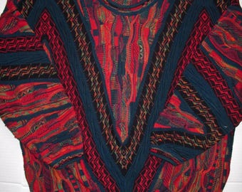 TUNDRA Rainbow Ombre Cotton Sweater Coogi Style L 90s Vintage Christmas Sweater
