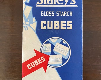 Vintage Staleys Gloss Starch Cubes Box - Vintage Advertising - Laundry Bath Room - Country Farmhouse Retro Chic Decor - 1930s Drugstore