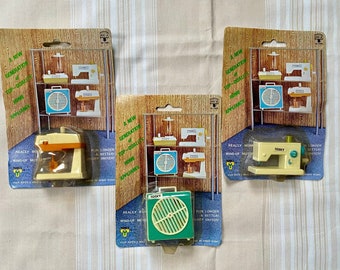 NOS 80s Vintage TOSKY Mini Household Kitchen Machines Doll House Wind-up Motor