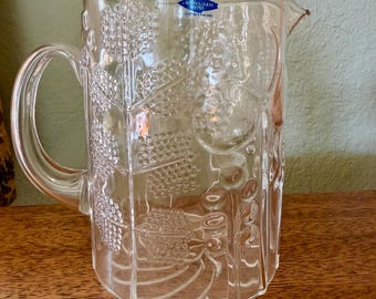 Iittala Nuutajärvi Flora Glass Pitcher 6.25″ Oiva Toikka Finland 1960s MCM New