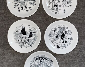 Arabia Finland Emilia Wall Plates, Raija Uosikkinen, Mid-Century Modern Set
