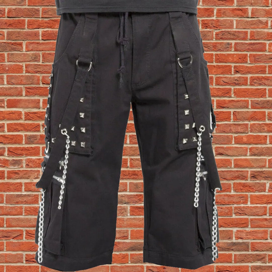 Mens Extreme Bondage Gothic Electro Reflector Black/Green Shorts