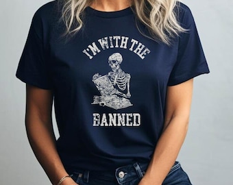 I'm With The Banned, Banned Books Shirt, Banned Books Sweatshirt, Unisex Super Soft Premium Graphic T-Shirt,Reading Shirt. Librarian Shirt