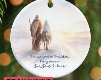 Holy Family Ornament, Nativity Scene, Christian Christmas Decor, Religious Ornament, Jesus Gift, Bible Verse, Catholic Gift