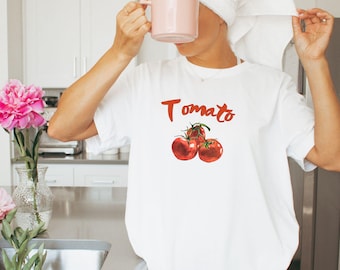 Tomato Aesthetic Fruit Shirt, Vegan Gift, Farm Fresh Top, Graphic Fruit Tee, Vintage Tomato Shirt Fruit Botanical, Garden T-shirt