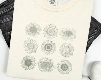 Sunflower shirt, Floral Tee Shirt, Flower Shirt, Garden shirt, Sunshine Floral Tee, Womens Summer Shirt, Trending Sunflowers gift for her