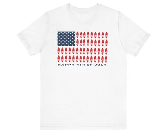 4. Juli Unisex Jersey Kurzarm-T-Shirt, Surf-T-Shirt, amerikanische Flagge T-Shirt, patriotisches Shirt, rot-weiß-blaues Shirt, Geschenk-T-Shirt, 4. Juli Shirt