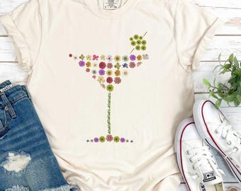 Floral Martini glass Shirt, Martini Lover Gift, Blossoms shirt, Comfort Colors® Mom Shirt, Gardner gift, Mothers Day Gift, Birthday Gift