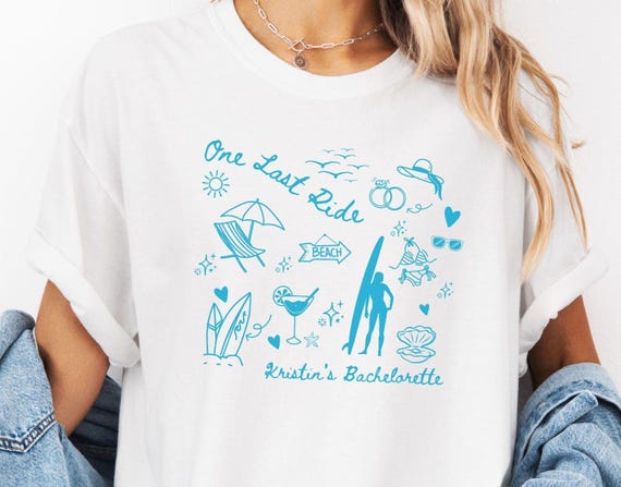 Custom Beach Bach Shirt, Surf Bachelorette Tee, Doodle Bachelorette shirt, Hand drawn Beach Surf Bachelorette shirt,  Beach Bride Gift