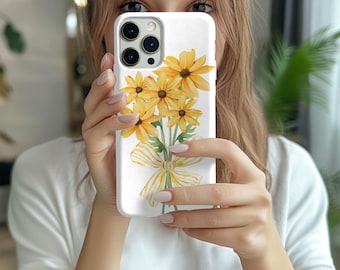 Pressed Flower with Bow Phone Case, Floral iPhone 16 15 14 13  Pro Max, Samsung S24 Ultra, Aesthetic Daisy, Vintage Nature-Inspired Cases