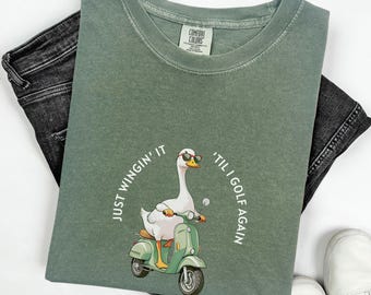 Funny Golf T-shirt, Golf Humor Tee, Funny Golf Lover Tee, Golf Shirt Men, Sarcastic Golf Shirt, Dad Golf Gift, Golf gift, Goose on scooter
