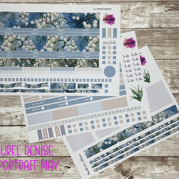 MAY 2026 Laurel Denise Scout (Large) - Birth Month Flower - Lily of the Valley - Sticker Kit for Laurel Denise Scout (Large) Planners