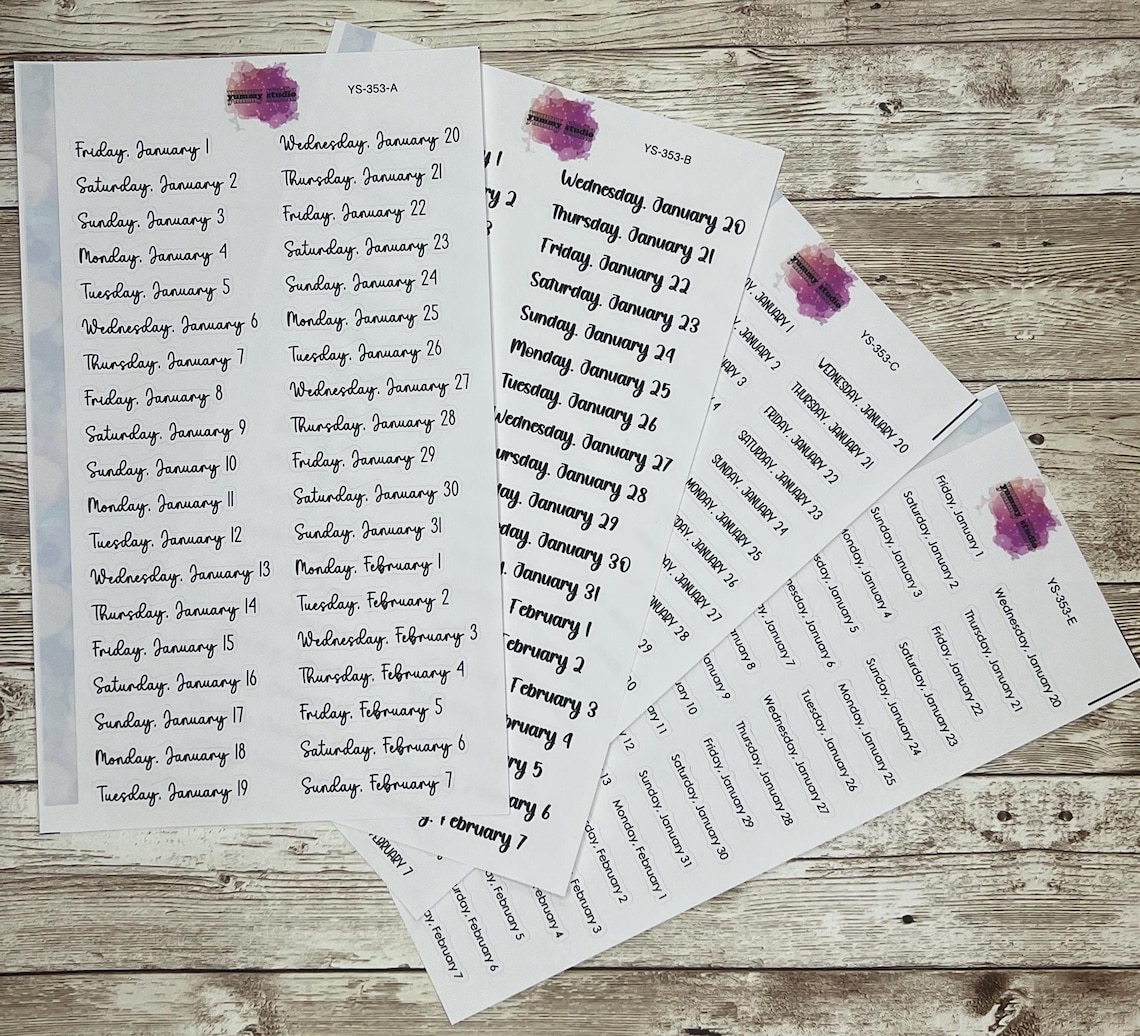 2027 Date Labels Full Year or 3/6 Month Sets - 