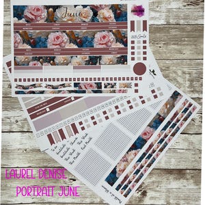 JUNE Laurel Denise Portrait - Birth Month Flower - Roses - Sticker Kit for Laurel Denise Portrait Planners