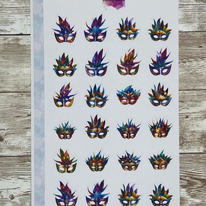 24 Mardi Gras carnaval masker pictogram planner stickers, functionele herinnering, leuke planner stickers, carnaval planner, mat + wit glanzend -YS344