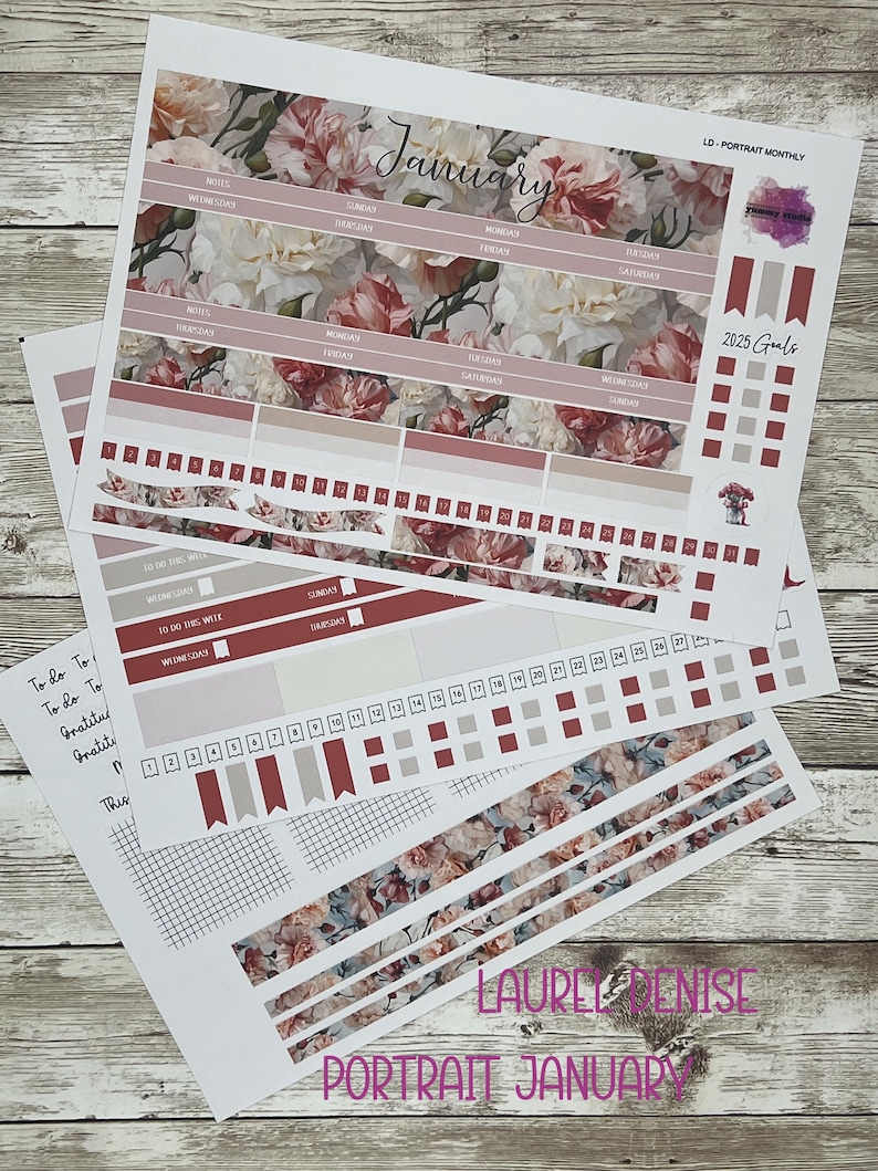 January Kit Sticker JANUARY 2027 Laurel Denise Scout (large) - Birth Month Flower ...