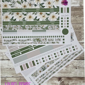 APRIL Laurel Denise Portrait - Birth Month Flower - Daisies - Sticker Kit for Laurel Denise Portrait Planners