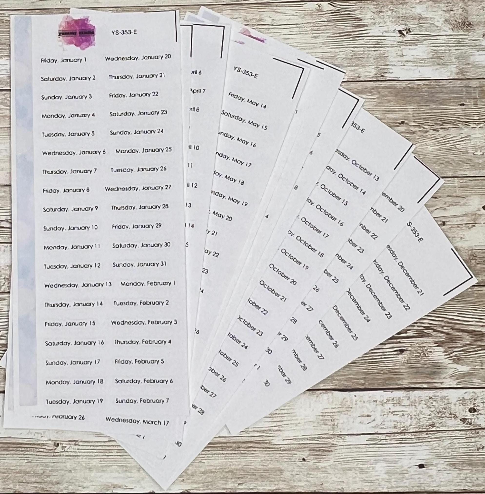 2027 Date Labels Full Year or 3/6 Month Sets - 