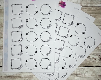 15 Dog Paws Note Planner Stickers, Functional Reminders, Cute Planner Stickers, Dog Paw Icons for Planner, Matte + White Glossy -YS335