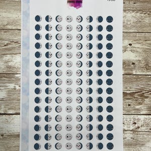 120 Adesivos de planejador de fases da lua kawaii, lembretes funcionais, adesivos fofos de planejador, ícones de lua para planejadores, fosco + branco brilhante - YS333