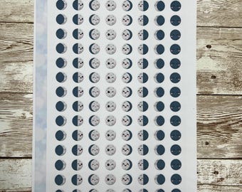 120 Kawaii Moon Phases Planner Stickers, Functional Reminders, Cute Planner Stickers, Moon Icons for Planners, Matte + White Glossy - YS333