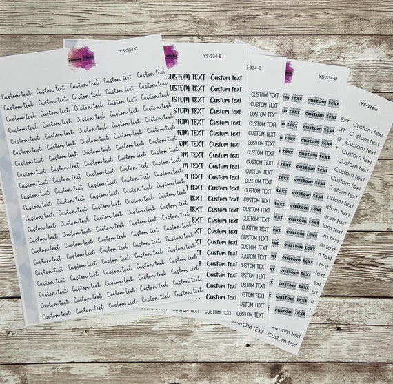 Custom Text Planner Stickers, Custom Labels, Custom Script Stickers for Planner, *1 word/phrase per sheet*, Color Options Available - YS334