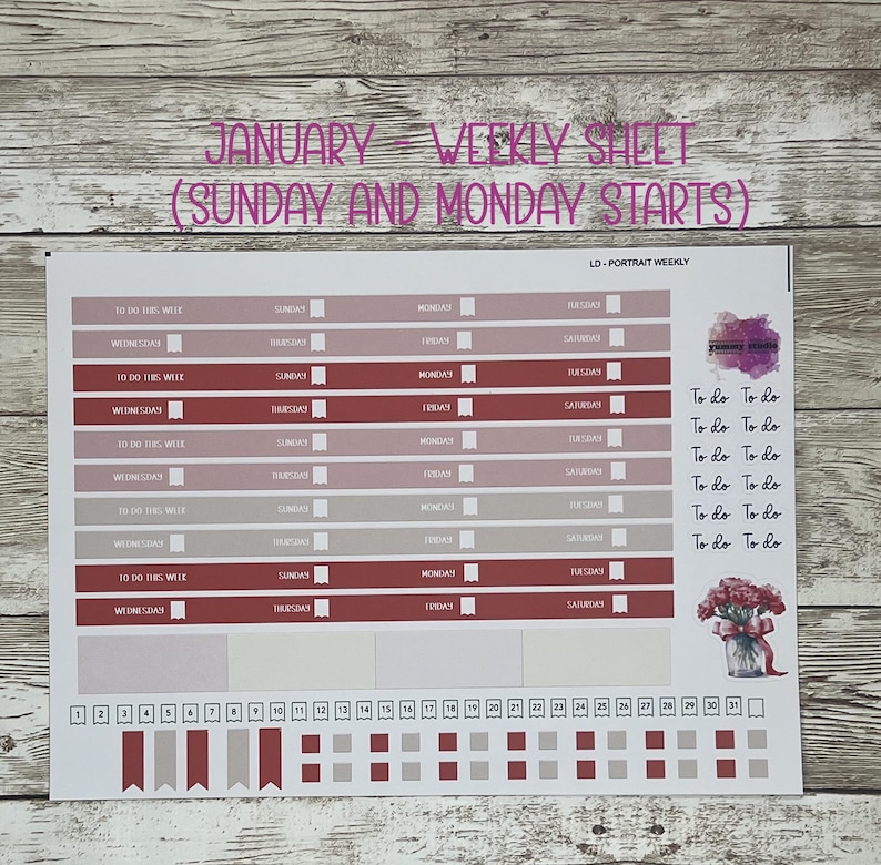 January Kit Sticker JANUARY 2027 Laurel Denise Scout (large) - Birth Month Flower ...
