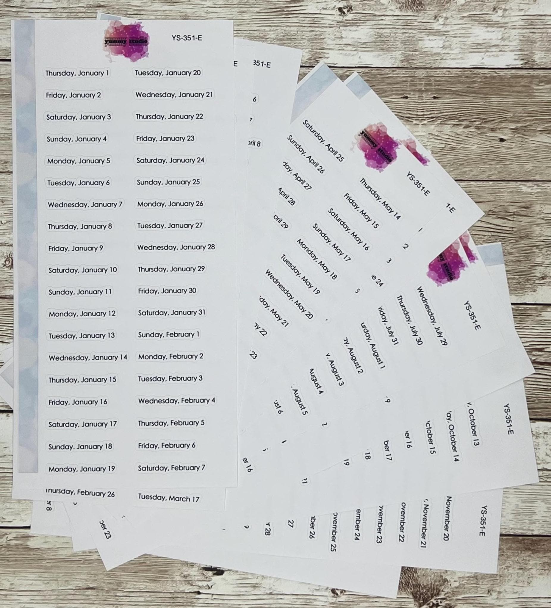 2026 Date Labels Full Year or 3/6 Month Sets - "weekday, Month Day ...