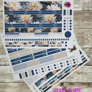 JULI Laurel Denise Portrait - geboorte bloemenmaand - waterlelie - stickerkit voor Laurel Denise Portrait planners